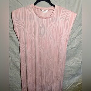 Y.A.S. Pink Textured Cap Sleeve Midi Dress (NWT, Size S)